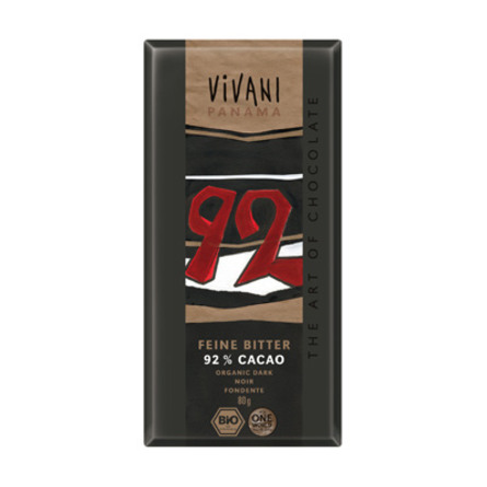 Vivani ekstra mørk chokolade 92% kakao Øko 80 gr.