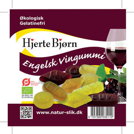 Hjertebjørn Engelsk Vingummi Øko 100 gr.