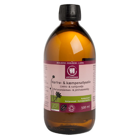 Urtekram Hørfrø- & kæmpenatlysolie Ø 500 ml