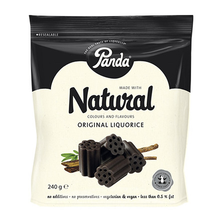 Panda lakrids m/naturlig farve og smag 240 gr