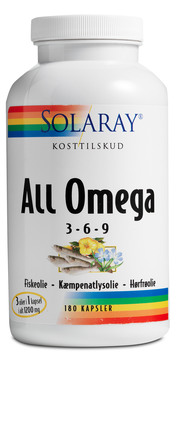 Solaray All Omega 3-6-9, 180 kapsler