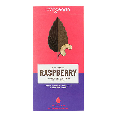 Chokolade Raspberry Ø m 44% kakao & cashew 80 g