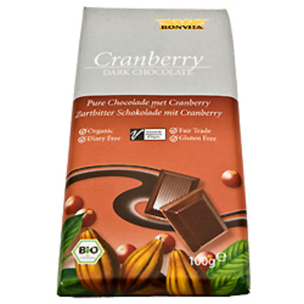 Chokolade mørk m. tranebær Ø Fairtrade 100 g