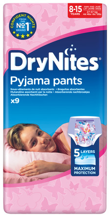 DryNites Natunderbukser 8-15 år Girl 9 stk.