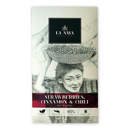 Chokolade Ø, Jordbær, kanel & chili La Naya 80 g