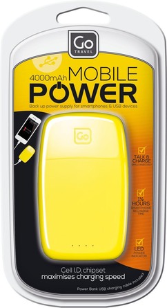 GoTravel Mobil Powerbank Oplader 4000 Gul