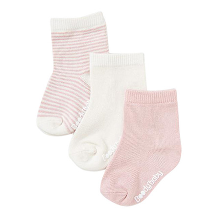 Boody Baby 3 Pack Socks Natur/Lyserød 12-24