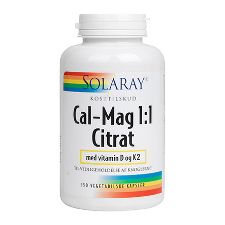 Solaray Cal-Mag 1:1 m. 25mcg D+ 50mcg K2 150 kaps.