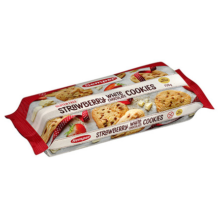 Semper Cookies Strawberry white 150 gr. Glutenfri