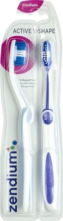 Zendium Active V-Shape Tandbørste 2 pk M Medium