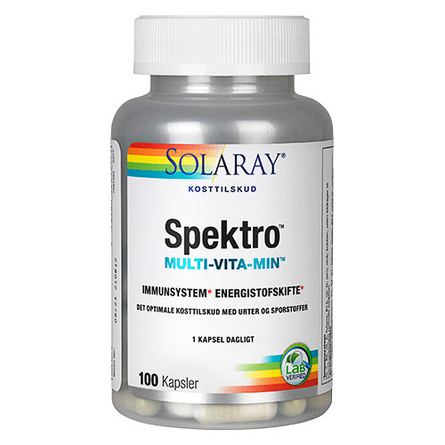 Solaray Spektro m/jern 100 kapsler