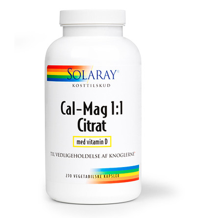 Solaray Cal-Mag 1:1 Citrat med Vitamin D 270 kapsler