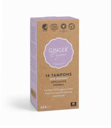 GingerOrganic Tampon m. indføring - Normal, 14 stk.
