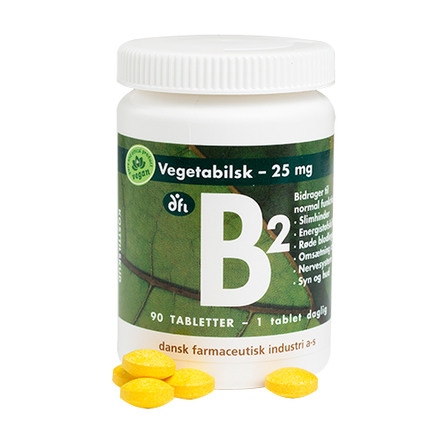 Grønne dfi vitaminer B2, 25 mg Ny Stærk 90 tabletter