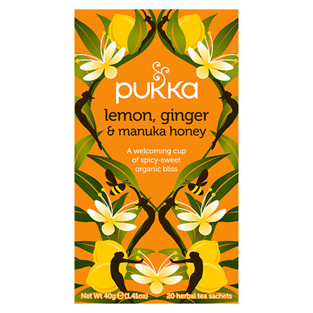 Pukka Lemon, Ginger & Manuka honey te 20 breve