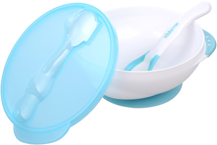 Kidsme Dyb Tallerken med Sugekop og Temperaturske Blue
