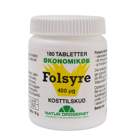 Folsyre Økonomikøb 400 µg 180 tab