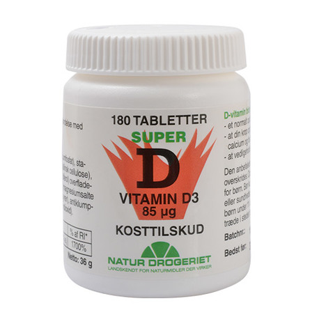 Natur Drogeriet Super 85 d-vitamin 85 mcg 180 tabl.