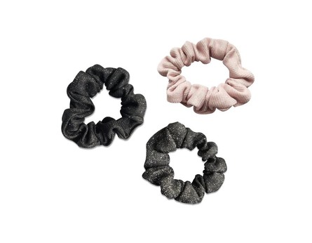 Everneed Envy Shiny Scrunchie Rose, Dark Grey, Black
