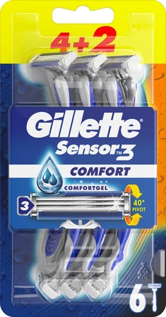 Gillette Sensor3 Engangsskrabere Value Pack 4+2 stk.