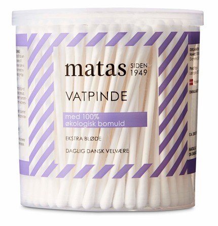 Matas Striber Vatpinde med Papir 200 stk.