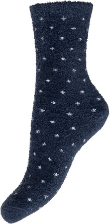 Laze Chenille Ankel Strømper Marine Prikker