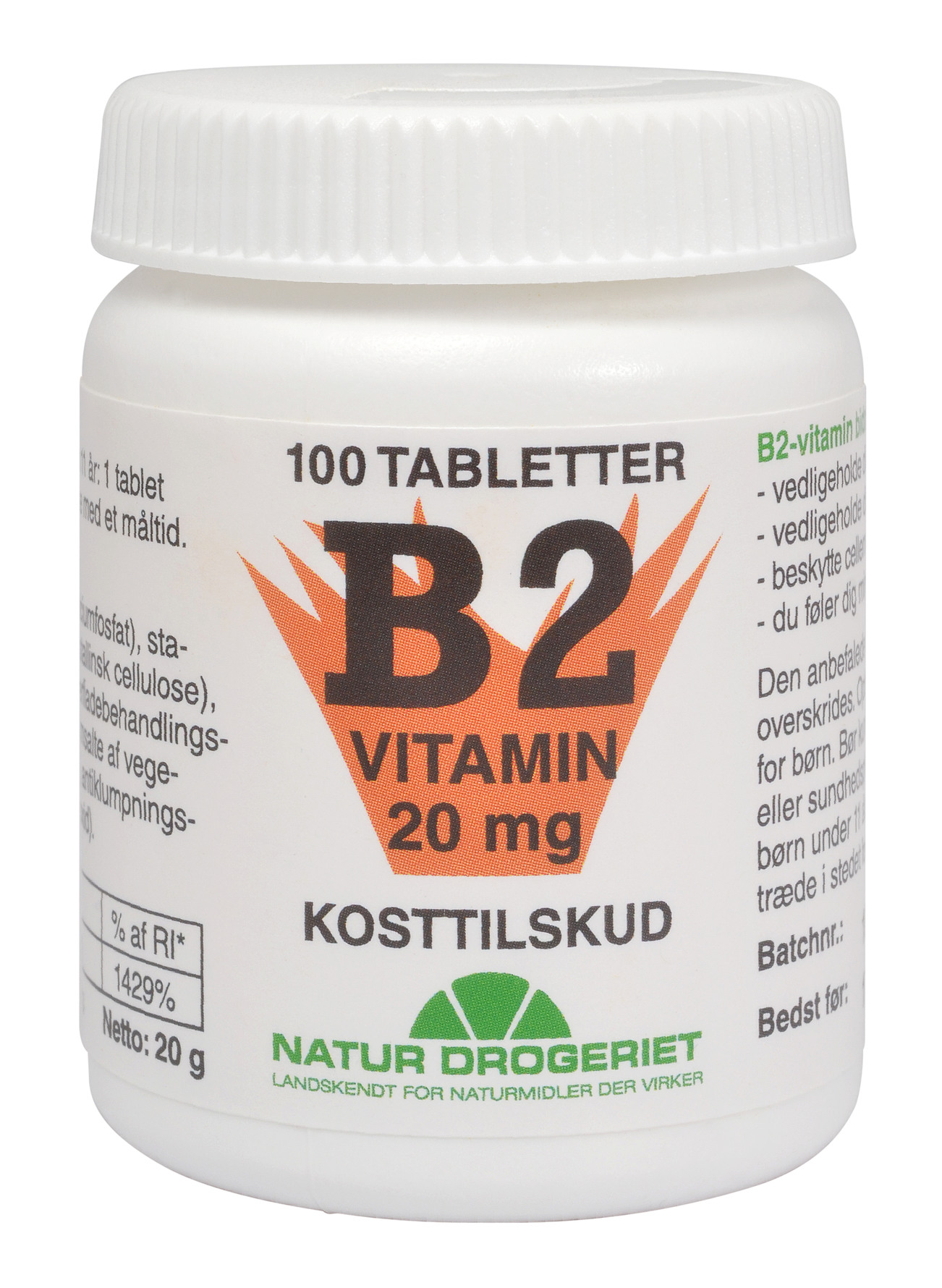 Køb Mega B2 vitamin 20 mg 100 tab Matas