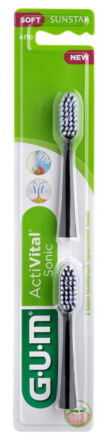 GUM Sonic børstehoveder refill Sort, 2 stk.