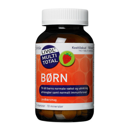 Forbedret formulering Livol Multi Total Børn Jordbær 150 stk.