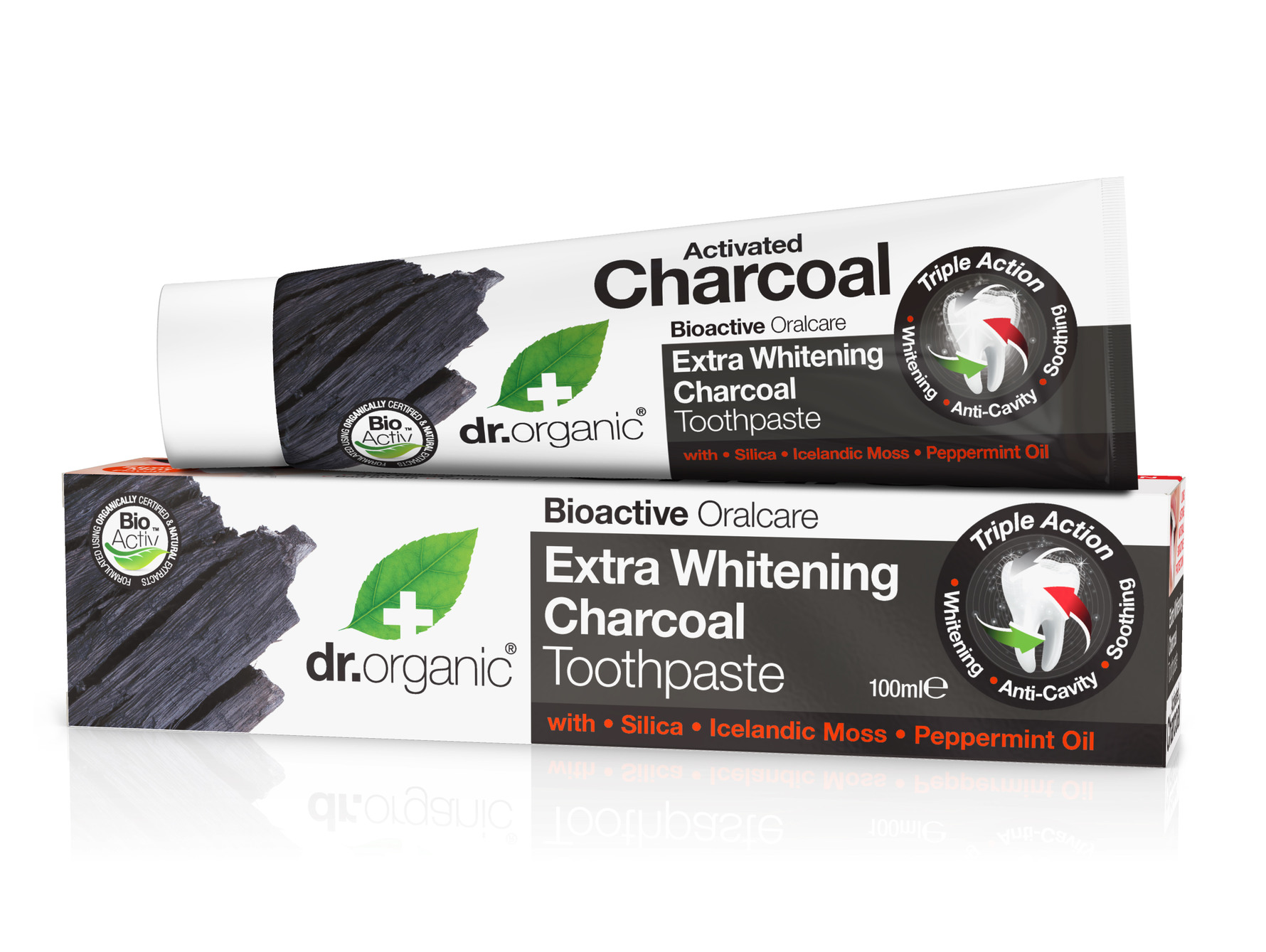 Køb Dr. Organic Extra Whitening Charcoal Tandpasta 100 ml Matas