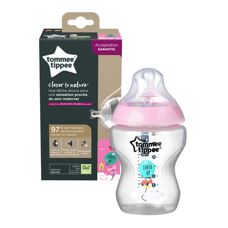Tommee Tippee Sutteflaske Closer To Nature Langsom Gennemstrømning Appellerende Til Piger