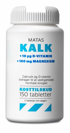 Matas Striber Kalk + 10 µg D-vitamin + 100 mg magnesium 150 stk.