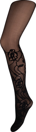 Decoy Strømpebuks 25den Blomstret Mønster Black S/M