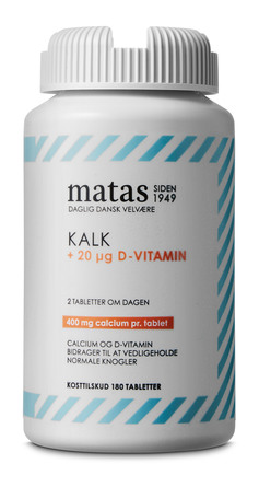 Matas Striber Kalk 400 mg+D-vitamin 20 µg 180 tabl