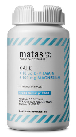 Matas Striber Kalk 400 mg +Magnesium 100 mg +D-vitamin 10 µg 150 tabl