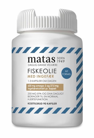 Matas Striber Fiskeolie m/ingefær 1000 mg 90 kaps.