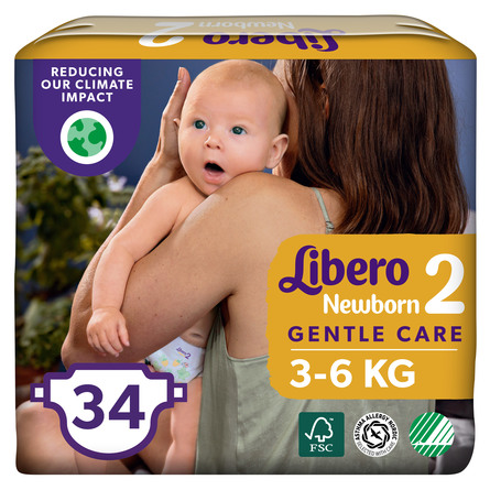 Libero Newborn Bleer 3-6kg str 2 – 34 stk