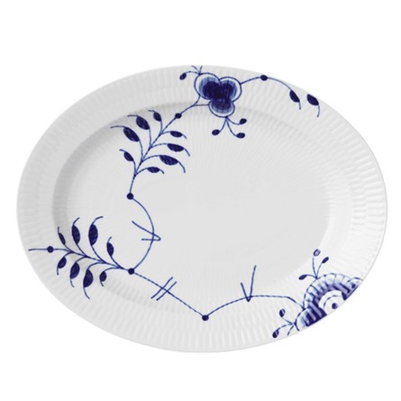 Royal Copenhagen Blå Mega Riflet fad, 36,5 cm 36,5 cm