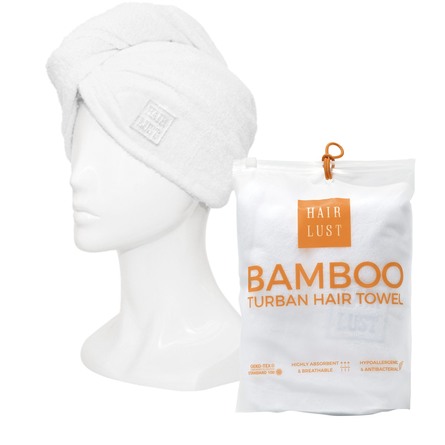HairLust Bamboo Turban Hair Towel Hvid