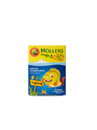 Møllers Tran Omega-3 fisk Frugt, 45 styk 45 styk