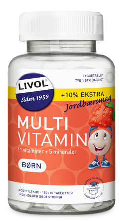 Livol Multivitamin Børn Jordbær 150 tabl
