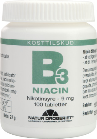 Natur Drogeriet B3 Niacin Nikotinsyre 9mg 100 tabl.