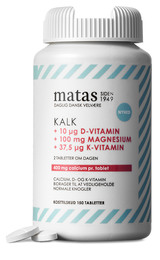 Matas Striber Kalk 400 mg +Magnesium 100 mg +D-vitamin 10 µg + K-vitamin 37,5 µg 150 tabl.