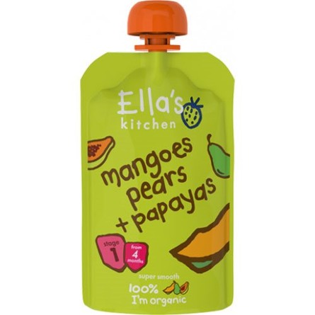 Babymos mango, pære, & papayaØ 4 mdr Ellas Kitchen 120 g