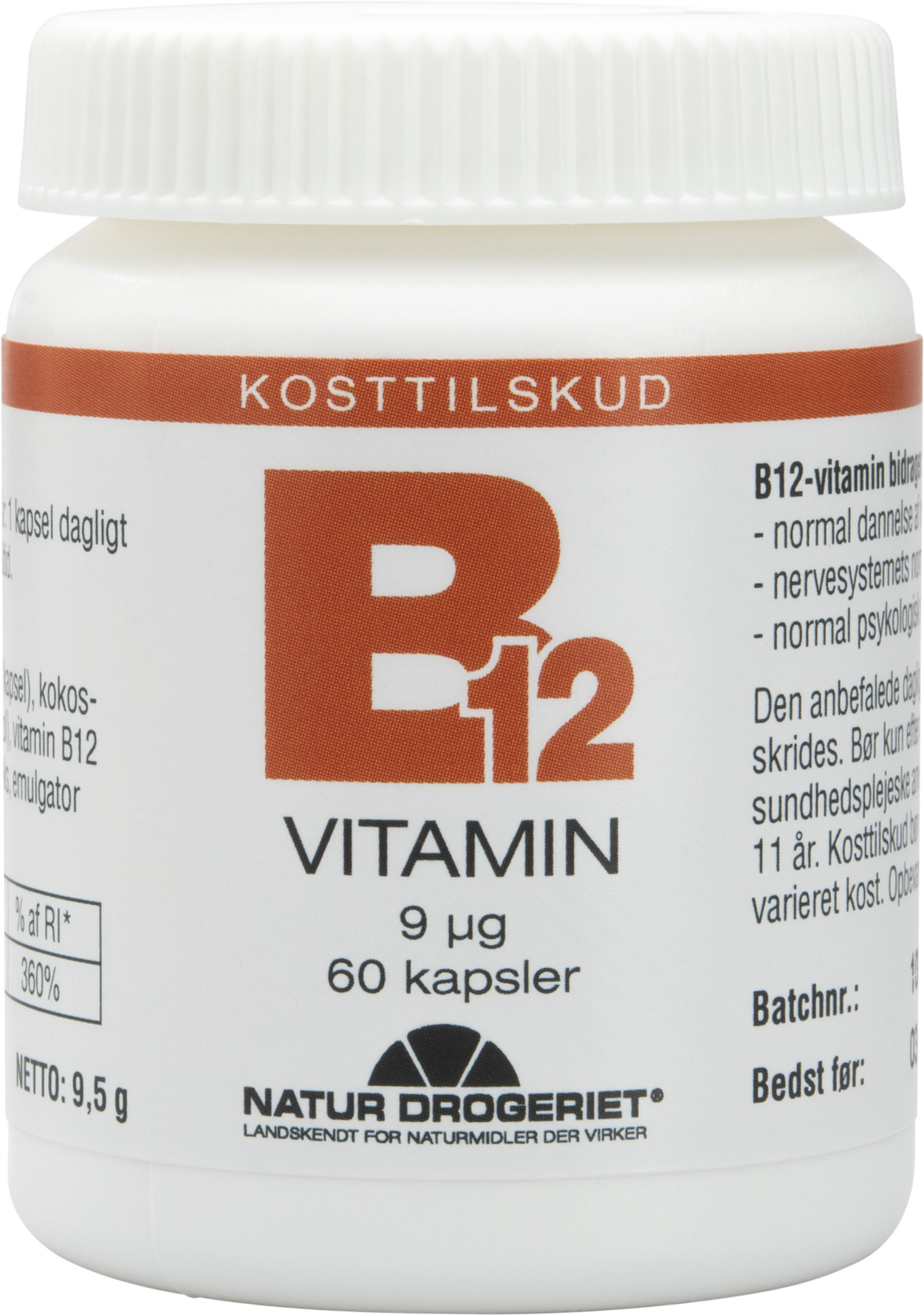 Køb Natur Drogeriet B12 vitamin 9 mcg 60 kapsler Matas