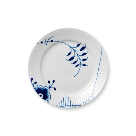 Royal Copenhagen Flad Tallerken Blå Mega Riflet 19 cm