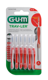 GUM TravLer - ISO 1 - PHD 0,8 mm-wire 0,4 mm Rød, 6 stk.