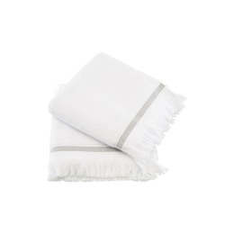 Meraki Håndklæde Hvid Med Grå Striber 50X100 cm