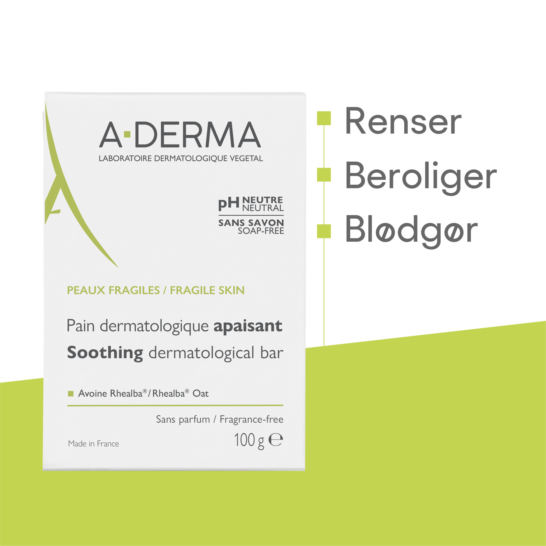 Aderma Dermopan Reinigungsstift – Seifenfreie, Milde Reinigung Für Empfindliche Haut, 100 G