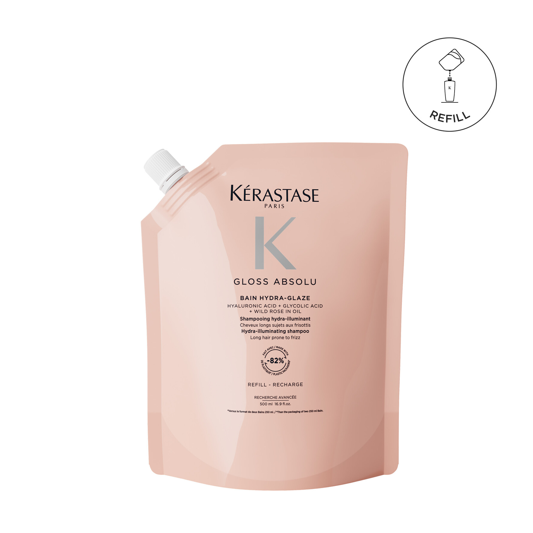 KÉRASTASE Gloss Absolu Bain Hydra-Glaze Shampoo 500 ml, Refill 500 ml, Refill